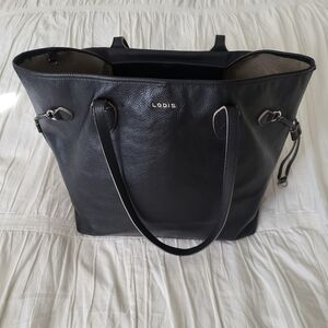 Lodis Black Pebbled Leather Tote